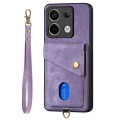 For Xiaomi Redmi Note 13 Pro Retro Card Wallet Fold Leather Phone Case with Strap(Purple)