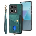 For Xiaomi Redmi Note 13 Pro Retro Card Wallet Fold Leather Phone Case with Strap(Green)