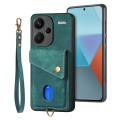 For Xiaomi Redmi Note 13 Pro+ Retro Card Wallet Fold Leather Phone Case with Strap(Green)