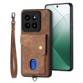 For Xiaomi 14 Pro Retro Card Wallet Fold Leather Phone Case with Strap(Brown)