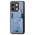 For Xiaomi Redmi Note 13 Carbon Fiber Wallet Flip Card K-shaped Holder Phone Case(Blue)