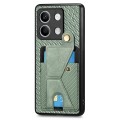 For Xiaomi Redmi Note 13 Carbon Fiber Wallet Flip Card K-shaped Holder Phone Case(Green)