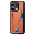 For Xiaomi Redmi Note 13 Pro Carbon Fiber Wallet Flip Card K-shaped Holder Phone Case(Brown)