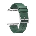 For Apple Watch SE 2023 44mm H Texture Soft Silicone Buckle Watch Band(Dark Green)
