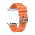 For Apple Watch Series 8 45mm H Texture Soft Silicone Buckle Watch Band(Orange)