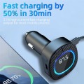 C42 Type-C + USB Car Charger Adapter Bluetooth Hands-free Call MP3 Music Player FM Transmitter