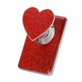 Electroplating Glitter Magsafe Airbag Heart Stand Phone Card Bag(Red)