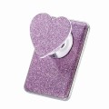 Electroplating Glitter Magsafe Airbag Heart Stand Phone Card Bag(Purple)