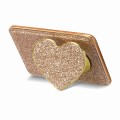 Electroplating Glitter Magsafe Airbag Heart Stand Phone Card Bag(Gold)