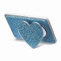 Electroplating Glitter Magsafe Airbag Heart Stand Phone Card Bag(Green)