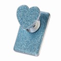 Electroplating Glitter Magsafe Airbag Heart Stand Phone Card Bag(Green)