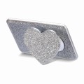 Electroplating Glitter Magsafe Airbag Heart Stand Phone Card Bag(Silver)