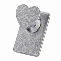 Electroplating Glitter Magsafe Airbag Heart Stand Phone Card Bag(Silver)