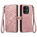 For Itel s23 + Geometric Zipper Wallet Side Buckle Leather Phone Case(Pink)