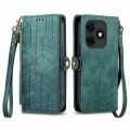 For Itel s23 + Geometric Zipper Wallet Side Buckle Leather Phone Case(Green)