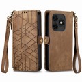 For Itel s23 + Geometric Zipper Wallet Side Buckle Leather Phone Case(Brown)