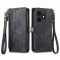 For Itel s23 + Geometric Zipper Wallet Side Buckle Leather Phone Case(Black)