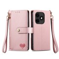 For Itel S23+ Love Zipper Lanyard Leather Phone Case(Pink)