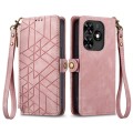 For Tecno Spark Go 2024 Geometric Zipper Wallet Side Buckle Leather Phone Case(Pink)