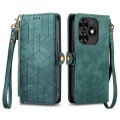 For Tecno Spark Go 2024 Geometric Zipper Wallet Side Buckle Leather Phone Case(Green)