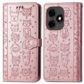 For Tecno Itel S23+ Cat and Dog Embossed Leather Phone Case(Rose  Gold)
