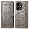 For Tecno Itel S23+ Cat and Dog Embossed Leather Phone Case(Grey)