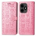 For Tecno Itel S23+ Cat and Dog Embossed Leather Phone Case(Pink)
