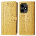 For Tecno Itel S23+ Cat and Dog Embossed Leather Phone Case(Yellow)