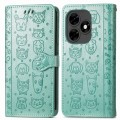 For Tecno Itel S23+ Cat and Dog Embossed Leather Phone Case(Green)