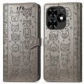 For Tecno Spark Go 2024 Cat and Dog Embossed Leather Phone Case(Grey)