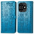 For Tecno Spark Go 2024 Cat and Dog Embossed Leather Phone Case(Blue)