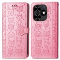 For Tecno Spark Go 2024 Cat and Dog Embossed Leather Phone Case(Pink)