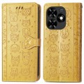 For Tecno Spark Go 2024 Cat and Dog Embossed Leather Phone Case(Yellow)