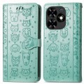 For Tecno Spark Go 2024 Cat and Dog Embossed Leather Phone Case(Green)