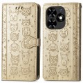 For Tecno Spark Go 2024 Cat and Dog Embossed Leather Phone Case(Gold)