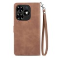 For Tecno Spark Go 2024 Embossed Flower Zipper Leather Phone Case(Brown)