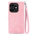 For Tecno Spark Go 2024 Embossed Flower Zipper Leather Phone Case(Pink)