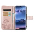 For Tecno Itel S23+ Four-leaf Clasp Embossed Buckle Leather Phone Case(Rose Gold)