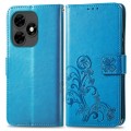 For Tecno Itel S23+ Four-leaf Clasp Embossed Buckle Leather Phone Case(Blue)