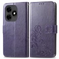 For Tecno Itel S23+ Four-leaf Clasp Embossed Buckle Leather Phone Case(Purple)