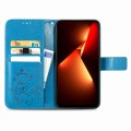 For Tecno Pova 5 4G Four-leaf Clasp Embossed Buckle Leather Phone Case(Blue)