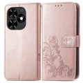 For Tecno Spark Go 2024 Four-leaf Clasp Embossed Buckle Leather Phone Case(Rose Gold)