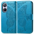 For Blackview A200 Pro Butterfly Love Flower Embossed Leather Phone Case(Blue)