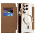 For Samsung Galaxy S22 Ultra 5G MagSafe Magnetic RFID Anti-theft Leather Phone Case(Brown)
