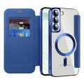 For Samsung Galaxy S22 5G MagSafe Magnetic RFID Anti-theft Leather Phone Case(Dark Blue)