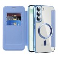 For Samsung Galaxy S22 5G MagSafe Magnetic RFID Anti-theft Leather Phone Case(Blue)