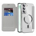 For Samsung Galaxy S22 5G MagSafe Magnetic RFID Anti-theft Leather Phone Case(Grey)