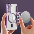 For Samsung Galaxy S22+ 5G MagSafe Magnetic RFID Anti-theft Leather Phone Case(Purple)