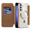 For Samsung Galaxy S23 FE 5G MagSafe Magnetic RFID Anti-theft Leather Phone Case(Brown)