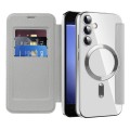 For Samsung Galaxy S23 FE 5G MagSafe Magnetic RFID Anti-theft Leather Phone Case(Grey)